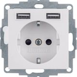 SCHUKO socket outlet/USB A-A, S.1/B.x, polar white matt
