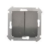Double two-way switch, (module), 10AX, Screw, anthracite, metalic