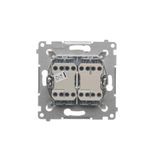 Double compact socket outlet with earthing IP44 version and shutters - transparent flap, 16A, Screw, dark grey