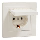 SOCKET WITH COVER, WITH GROUNDING ASFORA CREAM