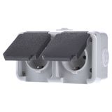 SCHUKO 2 gang socket, grey D 6632 WAB