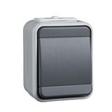 Surface mounted IP44 universal switch, CC, basalt grey