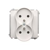 Double socket with earthing and shutters, white, 16A