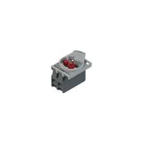 Complete unit with red LED holder, contact block 1NC and fixing adapter