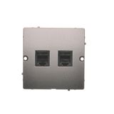 RJ12 double telephone socket, (module), Inox, metallized