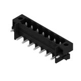 PCB plug-in connector, male header, Solder flange, THT/THR solder connection, 5.08 mm, Number of poles: 7, 270°, Solder pin length (l): 1.5 mm, tinned, black, Tape