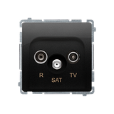 R-TV-SAT pass through aerial socket, atten.: 10dB, black matt