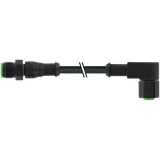 M12 male 0° / M12 female 90° A-cod. V2A SILICONE 4x0.34 bk 12m