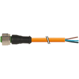 M12 female 0° A-cod. with cable PUR 4x0.34 or +robot+drag ch. 30m