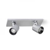 KENNY II surface mounted brushed aluminum/black 230V LED GU10 2x8W