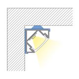 Corner aluminum profile RT2 18x18 mm including clear diffuser 2 m