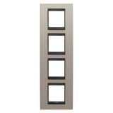LUX INTERNATIONAL PLATE - IN METAL - 2+2+2+2 MODULES VERTICAL - BRUSHED ALUMINIUM LAVY - INNER FRAME MATT BLACK - CHORUSMART