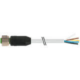 M12 female 0° A-cod. with cable PUR 8x0.25 gy UL/CSA+drag ch. 10m