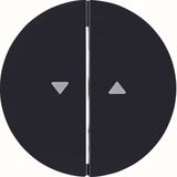 Rocker 2gang imprinted arrow symbol, R.1/R.3, black glossy