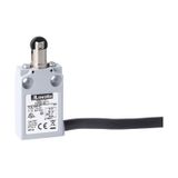 Prewired with 2m long cable metal limit switch, K series, top roller push plunger. Contacts 1NO+1NC snap action