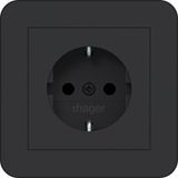 SCHUKO wall socket with cover, Safety Plus, plug-in class C.1 black matte