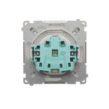 IP44 single socket outlet with frame seal - transparent flap, module, 16A, quick connection, black matt