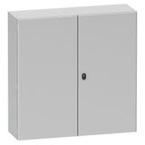 Spacial S3D dbl plain door with mount.plate. H1000xW1000xD300 IP55 IK10 RAL7035.
