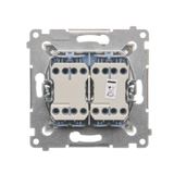 IP44 single socket outlet with frame seal - transparent flap, module, 16A, quick connection, champagne matt