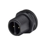 Panel plug without union nut M16, 2-pin, IP67, soldering external mounting