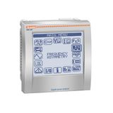 Flush-mount LCD touch-screen power analyzer, expandable, graphic 128x112 pixel touch-screen LCD, harmonic analysis, 4 current channels, (neutral meas.) auxiliary supply 100-440VAC/110-250VDC. Multilanguage: italian, english, french, spanish and portuguese