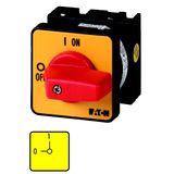 T0-2-10/E-RT On-Off switch, 3 pole + N, 20 A, Emergency-Stop function, 90 °, flush mounting