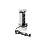 Furniture socket, Ø100 mm, 3xSHUKO, cable 1.8 m, aluminum