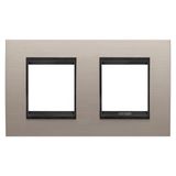 LUX INTERNATIONAL PLATE - IN METAL - 2+2 MODULES HORIZONTAL - BRUSHED ALUMINIUM LAVY - INNER FRAME MATT BLACK - CHORUSMART