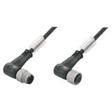 Sensor/actuator line, Connecting line, M12 / M12, Number of poles : 3, 3 m, pin, 90&deg; - socket 90&deg;, Shielded: No, LED: No, Sheath material: PUR, Halogen: No