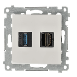 HDMI 1.4 socket + USB 3.0 computer socket, white, HDMI Standard: HDMI 1.4