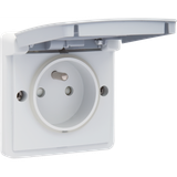 Splashproof socket outlet 16 A/250 Vac with pin earthing, shutters and with plug-in terminals, grey