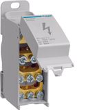 Distribution block 125A with cover, 1pole, 2x 10-35²/2x 2,5-25²/6x 1,5