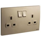 281113DB Mallia Senses 2 gang BS switched socket outlet single pole - 13A - with 2 earth connection