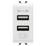 USB CHARGER - A+A TYPE - 3A - SATIN WHITE - 1 MODULE - CHORUSMART