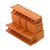 PCB plug-in connector, male header, open side, THT solder connection, 5.08 mm, Number of poles: 18, 90°, Solder pin length (l): 3.2 mm, tinned, orange, Box