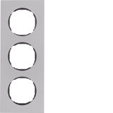 Frame 3gang, flat, R.8, stainless steel