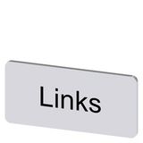 Labeling plate 12.5 x 27 mm, silver-colored label, labeling: Links