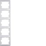 Frame 5gang vertical Arsys polar white, glossy