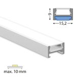 Attached aluminum profile PDA 15x9 mm, including White diffuser, 2 m