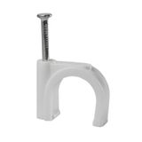 FLOP-18 cable holder with nail, round cable ⌀18mm, white, nail: 2.5x37mm