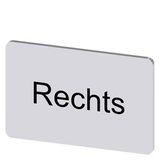 Labeling plate 17.5x27 mm, silver-colored label, labeling: Rechts