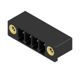 PCB plug-in connector, male header, Flange, THT solder connection, 3.81 mm, Number of poles: 4, 270°, Solder pin length (l): 3.2 mm, tinned, black, Box