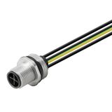 Built-in plugs, M12, pin, straight, Mounting thread: M 16 x 1.5, Number of poles: 4, Strand / cable length: 0.5 m, Front mounting