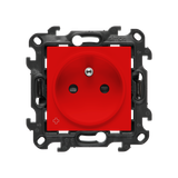 Socket outlet with earthing and shutters, Push In system, (module), Simon 24, IP20, 16A, anibacterial red