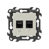SOON ON SALE, Computer socket RJ45 category 5e + telephone socket RJ12, (module), Simon 24, IP20, cashmere