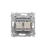 Double compact socket outlet with earthing IP44 version and shutters - flap in colour of the cover, 16A, Screw, dark grey