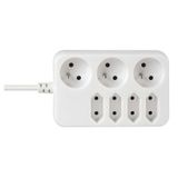 Extension cable 3 sockets + 4 sockets 3m, white