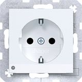 SCHUKO wall socket, orient. LED, screw terminals, A.x/C.x, matte white
