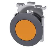 Pushbutton, 30 mm, round, metal, matte, flat, amber, momentary contact