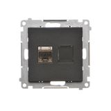Single shielded computer socket RJ45 category 6 with anti-dust cover, black matt